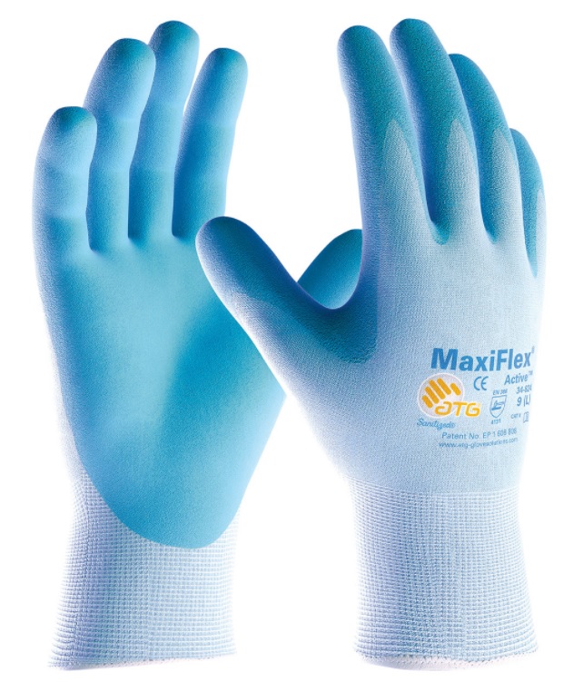 GLOVE KNIT NYLON BLUE;FOAM NITRILE COAT LT WT - Latex, Supported